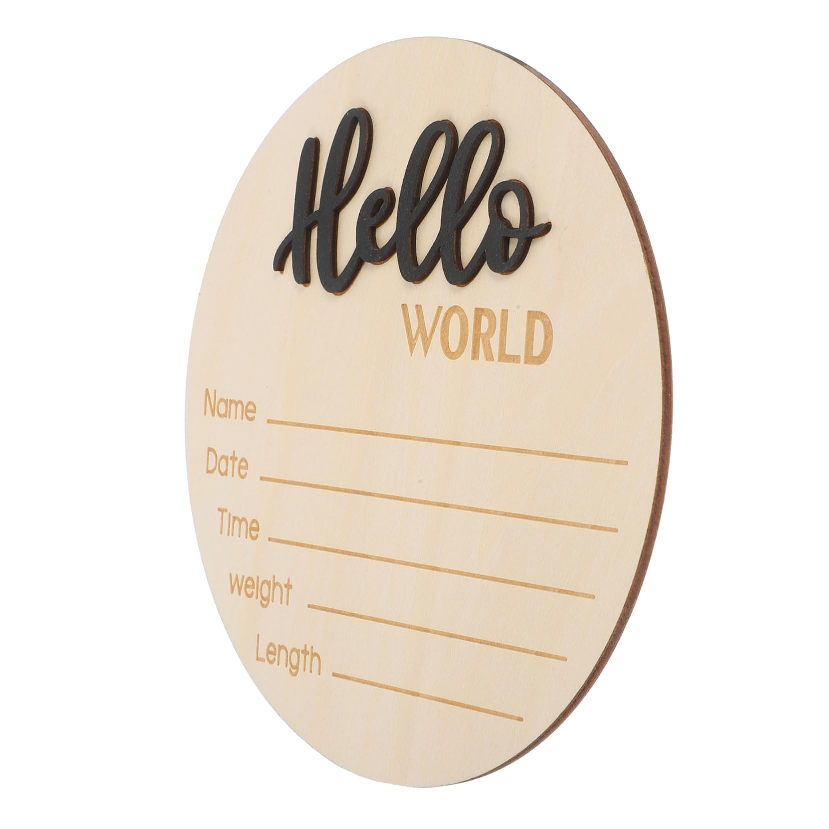 KOMBIUDA Newborn Name Sign Wooden Birth Announcement Board Baby Photography Props Round Baby Monthly Birth Announcement Sign for Hospital