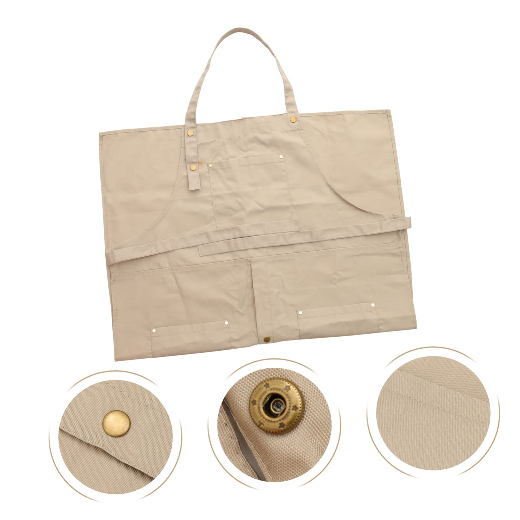 Keramikschürze aus Canvas mit Taschen, Khakifarben, Wiederverwendbar | Leicht zu Reinigen, Tragbar, für Kunst und Grillen, für Erwachsene, Praktische Aufbewahrung