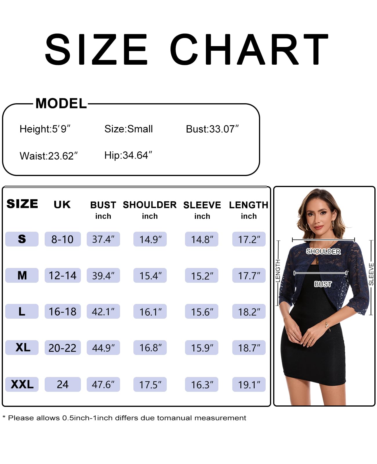 Bolero in pizzo con maniche a 3/4, coprispalle da donna, cardigan coprispalle elegante per matrimoni con bottone a gancio