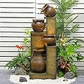 Bumilgar 53" H Outdoor Garden Water Fountain for Garden, Patio, Backyard, Deck, Porch and Home Art Decor, 4 Tiers Cascading Large Outdoor Fountain with Lights,Gold