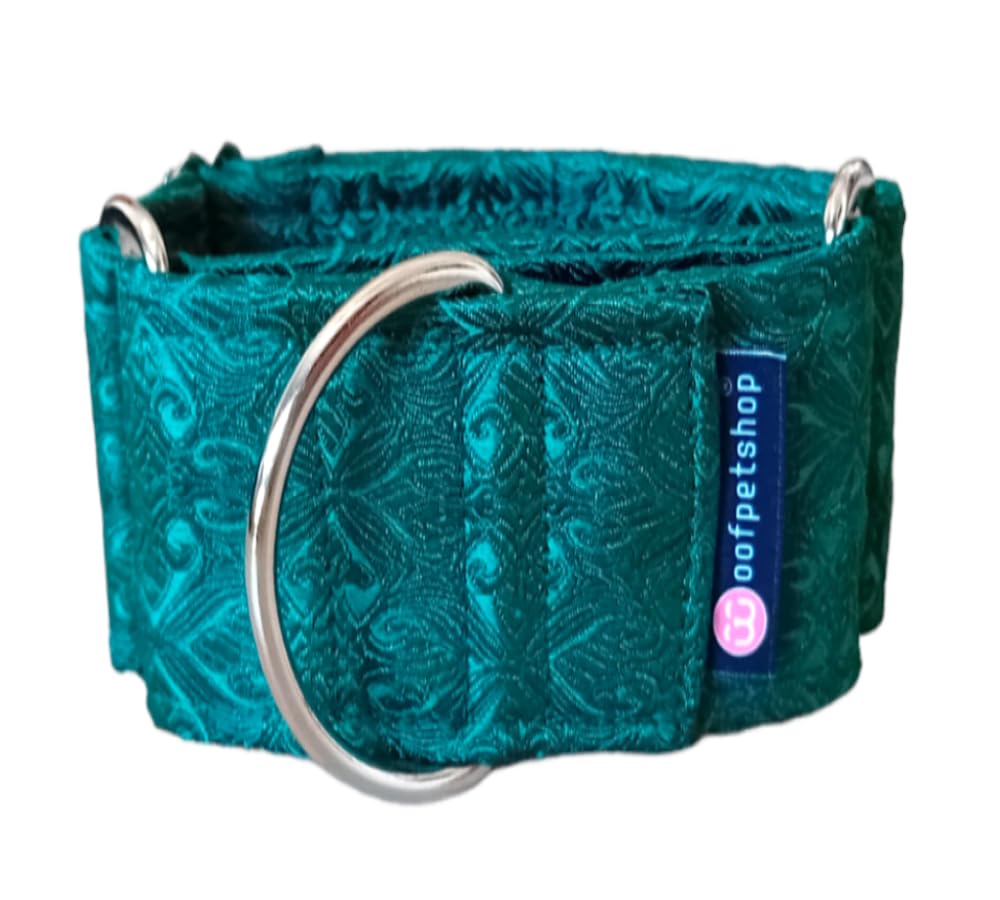 Collar Martingale/Correa/Cinturon Seguridad JUSTICE GREEN para Perro Galgo Greyhound - Hecho a Mano en España