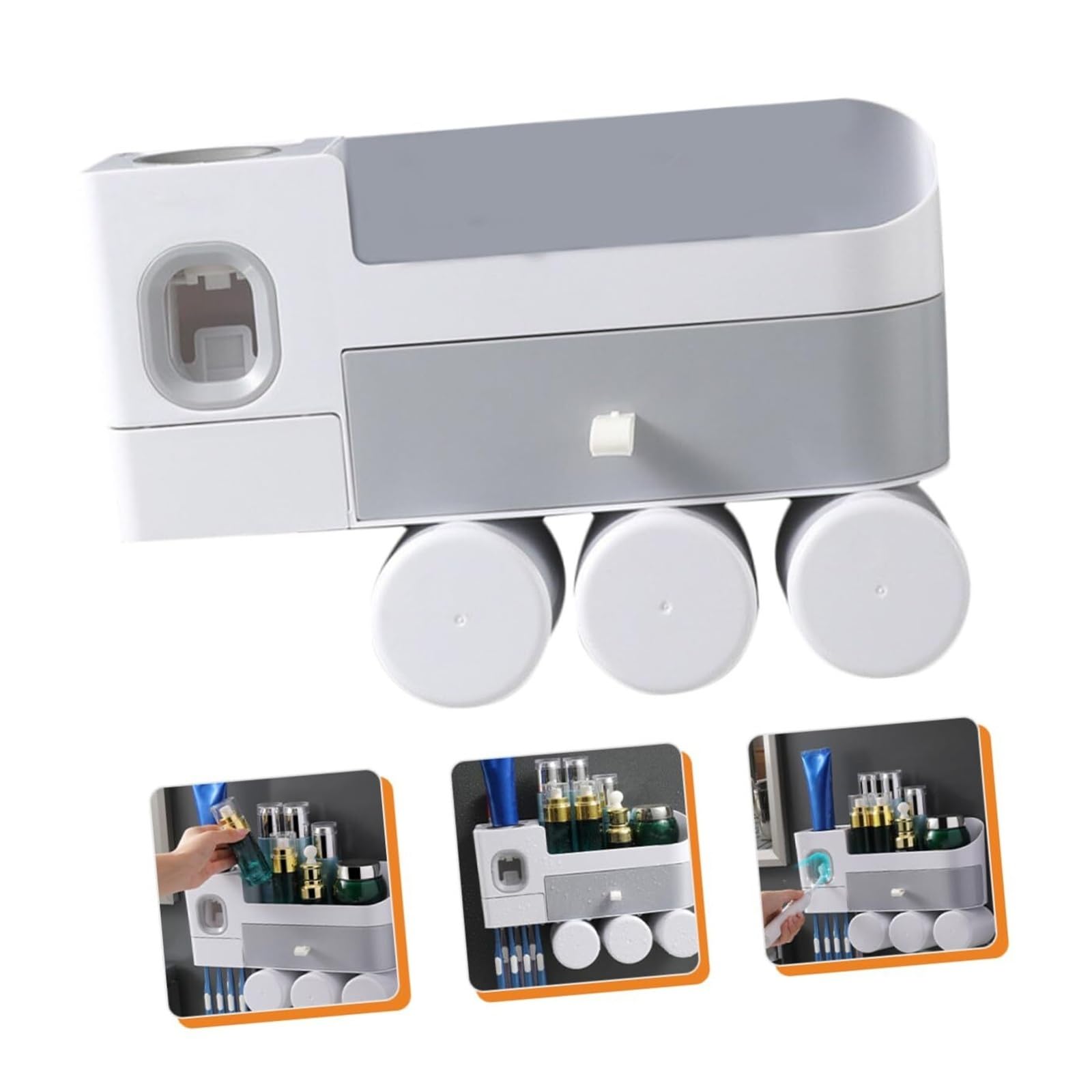 Portacepillos de Dientes Soporte for cepillos de Dientes montado en la Pared, Tazas, Organizador baño Que Ahorra Espacio Vaso de Enjuague bucal Reutilizable
