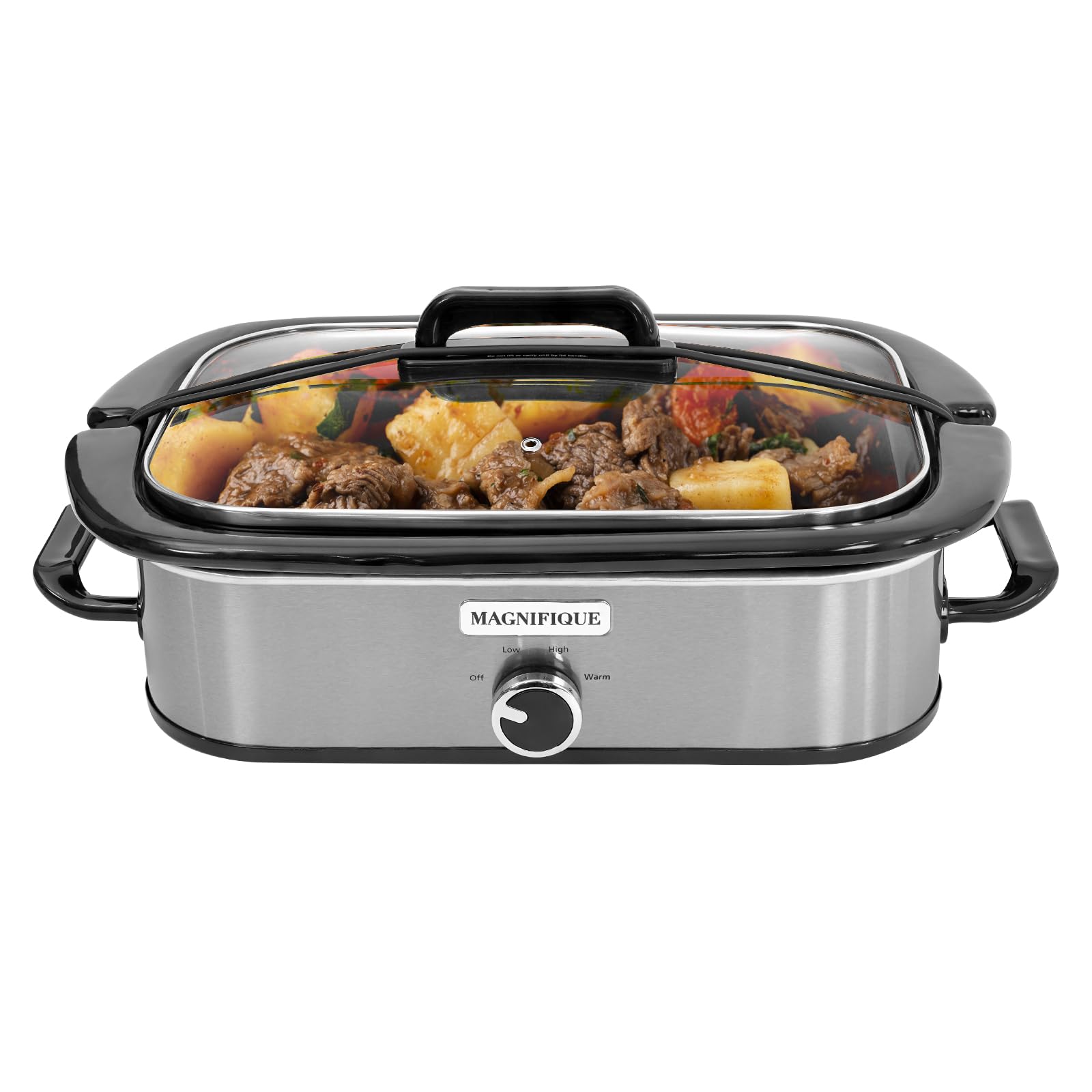 Magnifique 4-Quart Slow Cooker with Casserole Manual Warm Setting - Perfect Kitchen Small Appliance for Family Dinners Dishwasher
