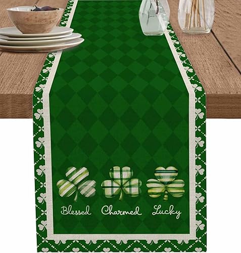 Miniatura 31 de Camino de mesa de lino de arpillera de 108 pulgadas de largo, arte abstracto moderno, bloque de color, gris, negro y rojo, camino de mesa