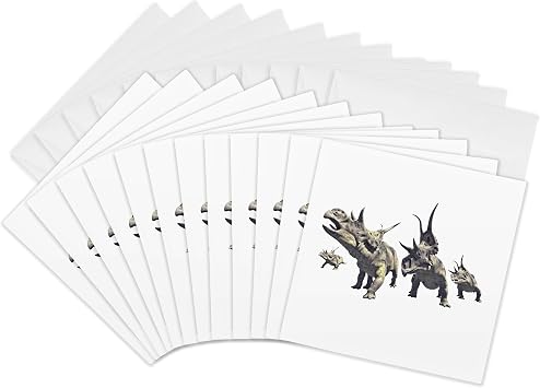 3dRose Greeting Cards - Diabloceratops Herd Charging - 12 Pack - Graphics Dinosaur