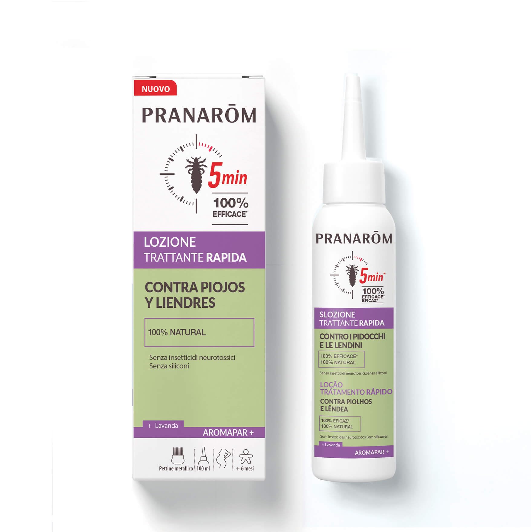 Pranarom, Aromapar, LocióN Tratamiento Flash Contra Piojos Y Liendres, ActúA En 5 Min, 100% Eficaz, Aceite Esencial De Lavanda Y Coco Bio, 100 Ml Con Peine-image