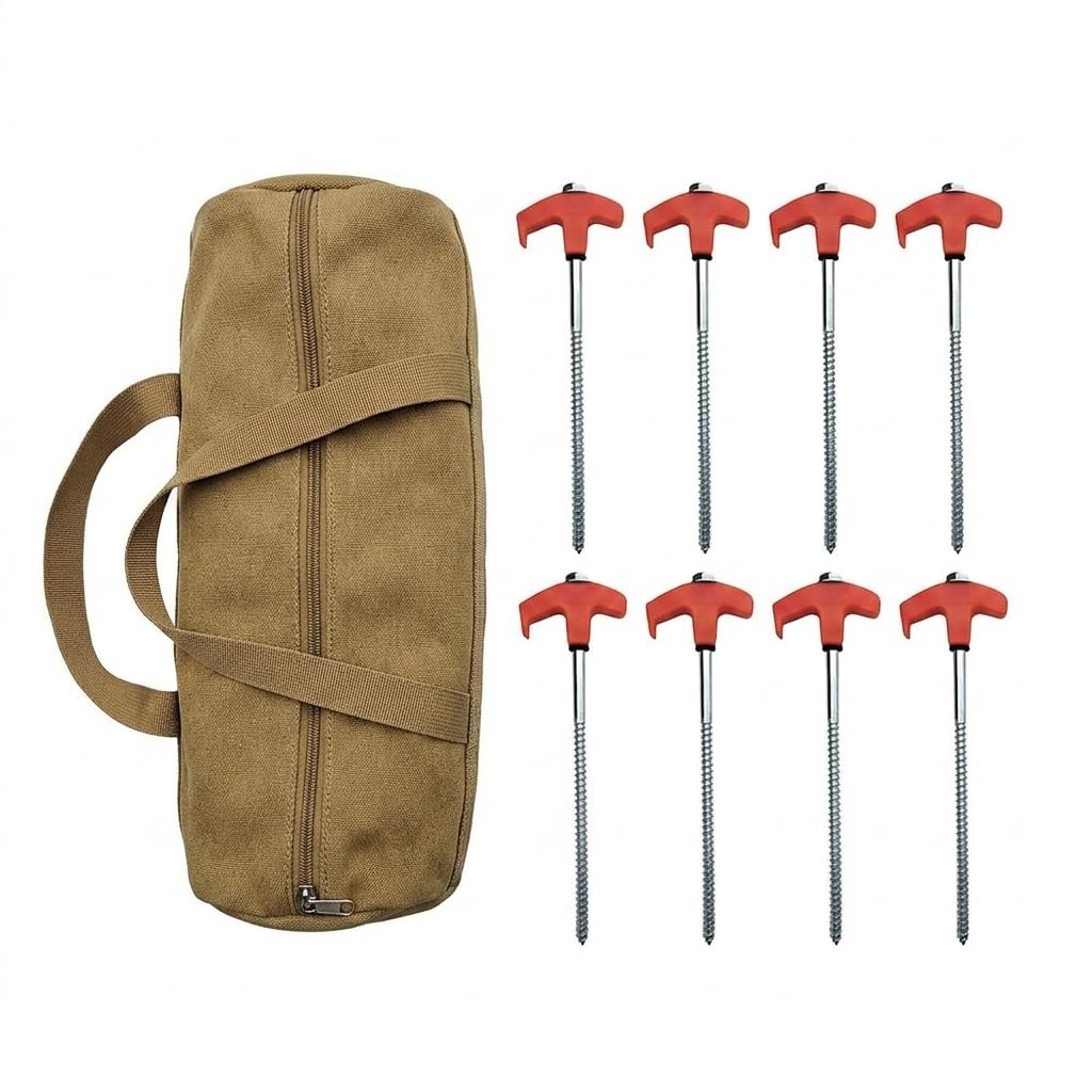 Piquetas Camping parutocaravancero, 25 cm Hexagonales, Piquetas para Suelos Duros con Bolsa Lona y Piquetas Camping Reforzadas, 8 Unidades