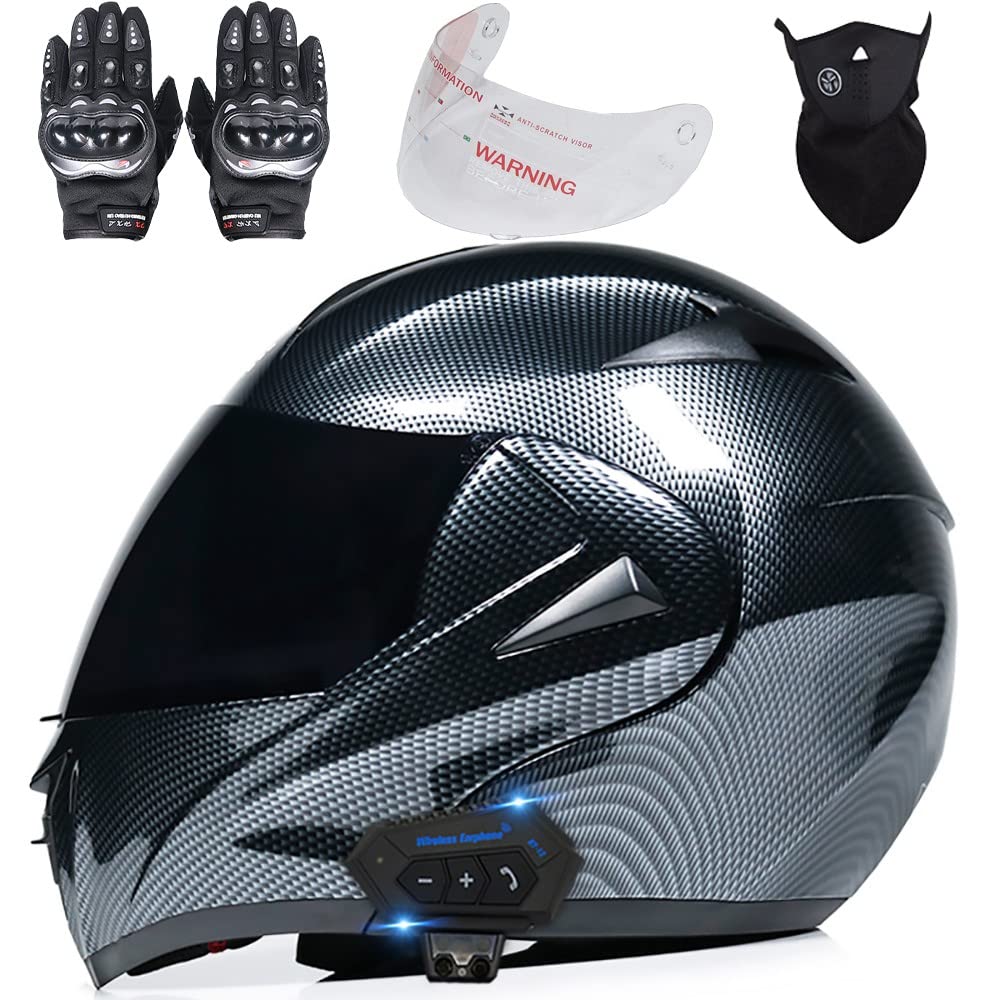 Byroads Bluetooth Flip Helmet Dual Sun Motorcycle Helmet Crotch Rocket Helmets for Men Casco para Motocicleta Bluetooth ECE Approved Dual Visor Anti-fog for Adult 55~62cm