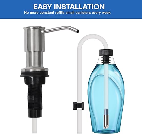 Miniatura 4 de Dispensador de jabón para fregadero de cocina, dispensadores de jabón integrados de níquel cepillado, dispensador de jabón para fregadero de acero