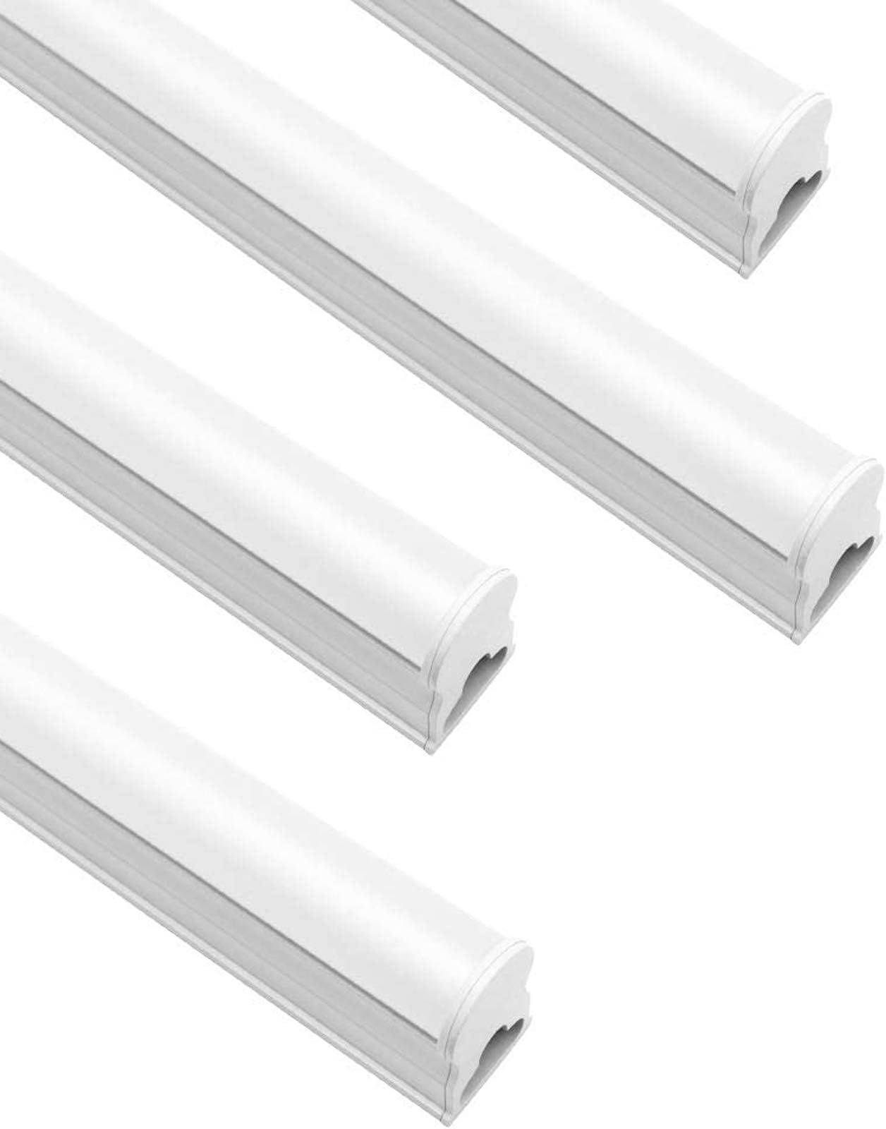 T5 Integrated Fixture 4FT, Warm White 3000-3500K, 20W, Linkable LED Shop Light, LED Ceiling and Under Cabinet Light, Corded Electric with Built-in ON/Off Switch, 4 Pack