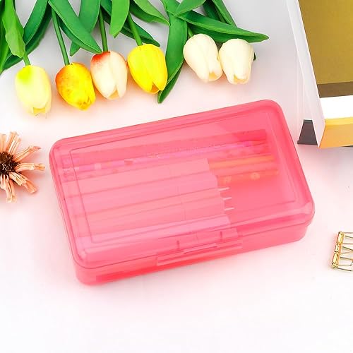 Miniatura 6 de Caja de lápices, estuche de plástico transparente, 1 paquete de estuche rígido de gran capacidad, caja de lápices transparente con tapa hermética,