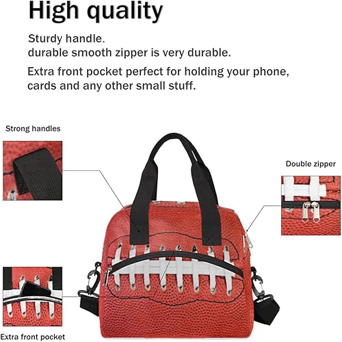 Miniatura 4 de Bolsa de almuerzo aislada para mujeres y hombres, color rojo, para deporte, fútbol americano, reutilizable, bolsa enfriadora para el almuerzo, bolsa