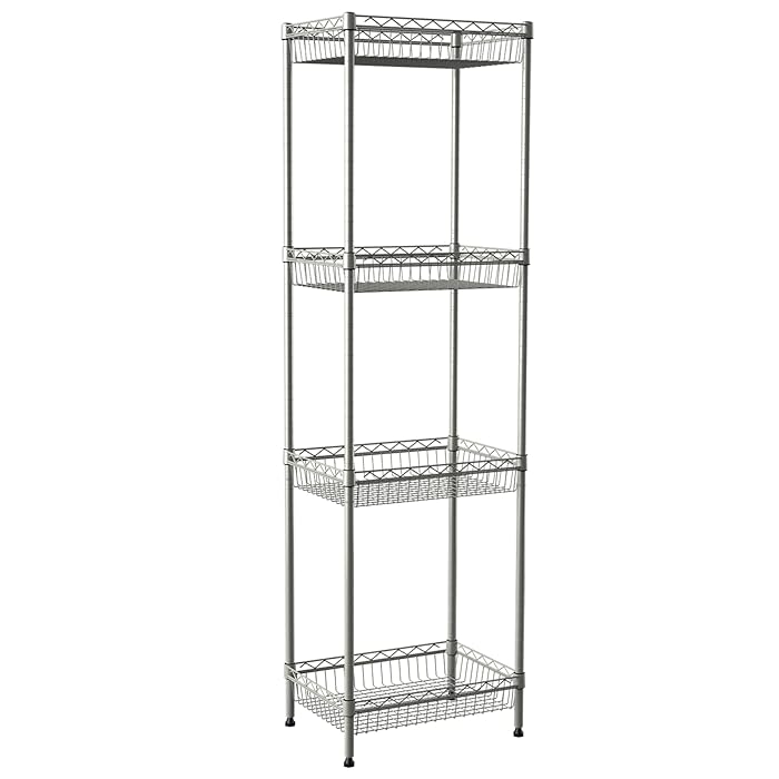 Buy 4Tier Metal Wire Storage Shelving Rack with Baskets, Adjustable