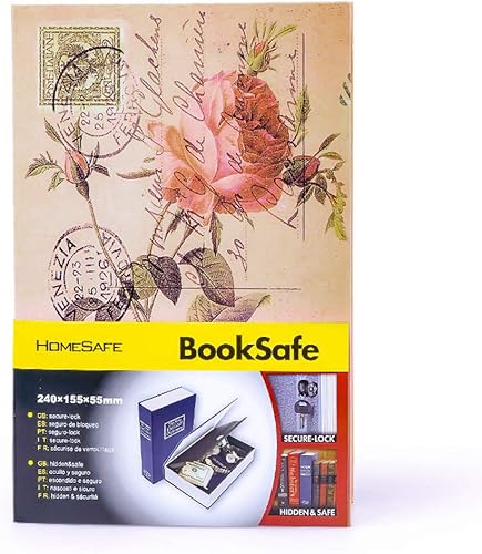 Miniatura 6 de Caja fuerte para libro de diversión, caja fuerte secreta de diccionario con cerradura de combinación, libro de desviación oculto (rosa, llave, M)