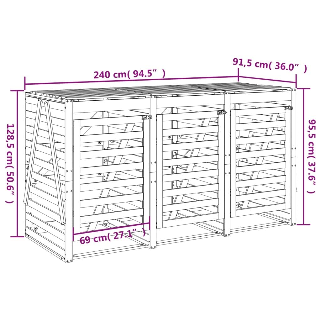 vidaXL Mülltonnenbox für 3 Tonnen Massivholz Kiefer