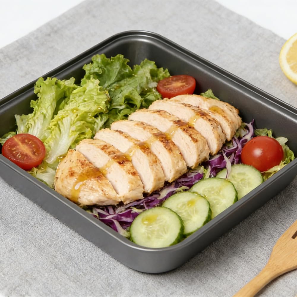 3 Pièces Plats à Gratin Carrés avec Revêtement Antiadhésif | 22.5cm/25.5cm/27.5cm, Noir Plat Four en Acier Inoxydable, Moule à Gâteau Carré, pour Gâteaux Brownies Lasagnes Rôtis