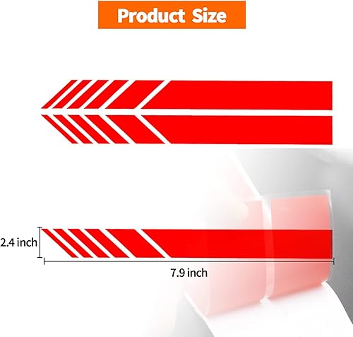 Miniatura 2 de TimNas 2 calcomanías para espejo retrovisor de automóvil, 5.51 x 1.18 pulgadas, calcomanías reflectantes para espejo retrovisor de automóvil (rojo)