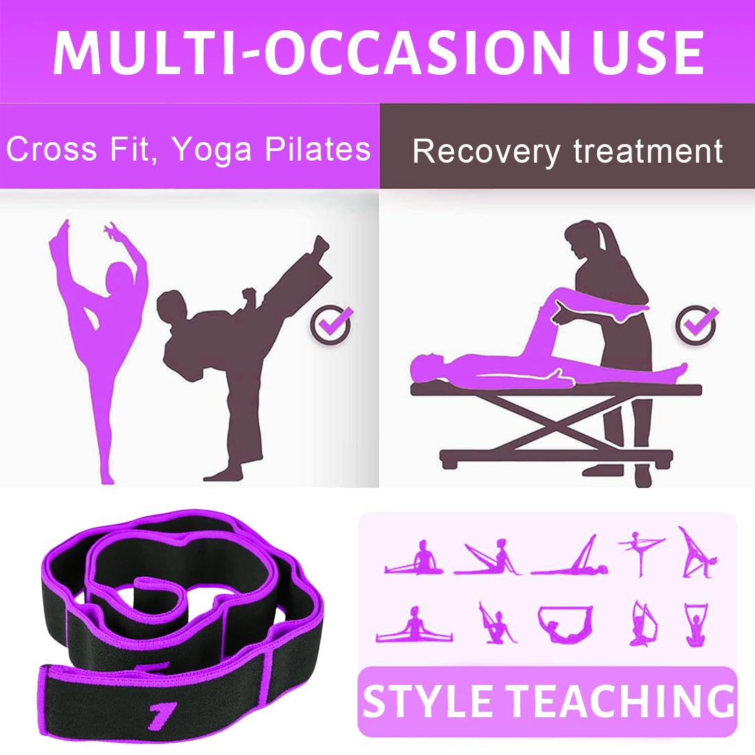1 Pcs Ginnastica artistica, Elastico ginnastica artistica, Gymnastics Stretch Band, elastico danza yoga stretching band per allenatore in allenamento di ginnastica, yoga, latino, Viola