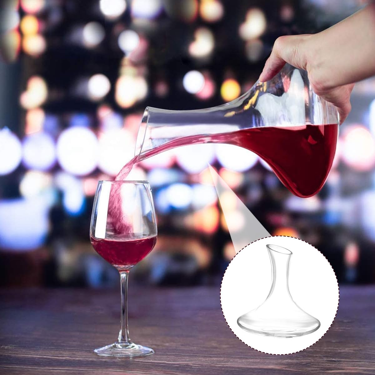 Angoily Decanter per Vino in Vetro Funzione di Potenziamento Aroma e Decorazione per Casa e Bar, Caraffa Elegante e Distributore Bibite
