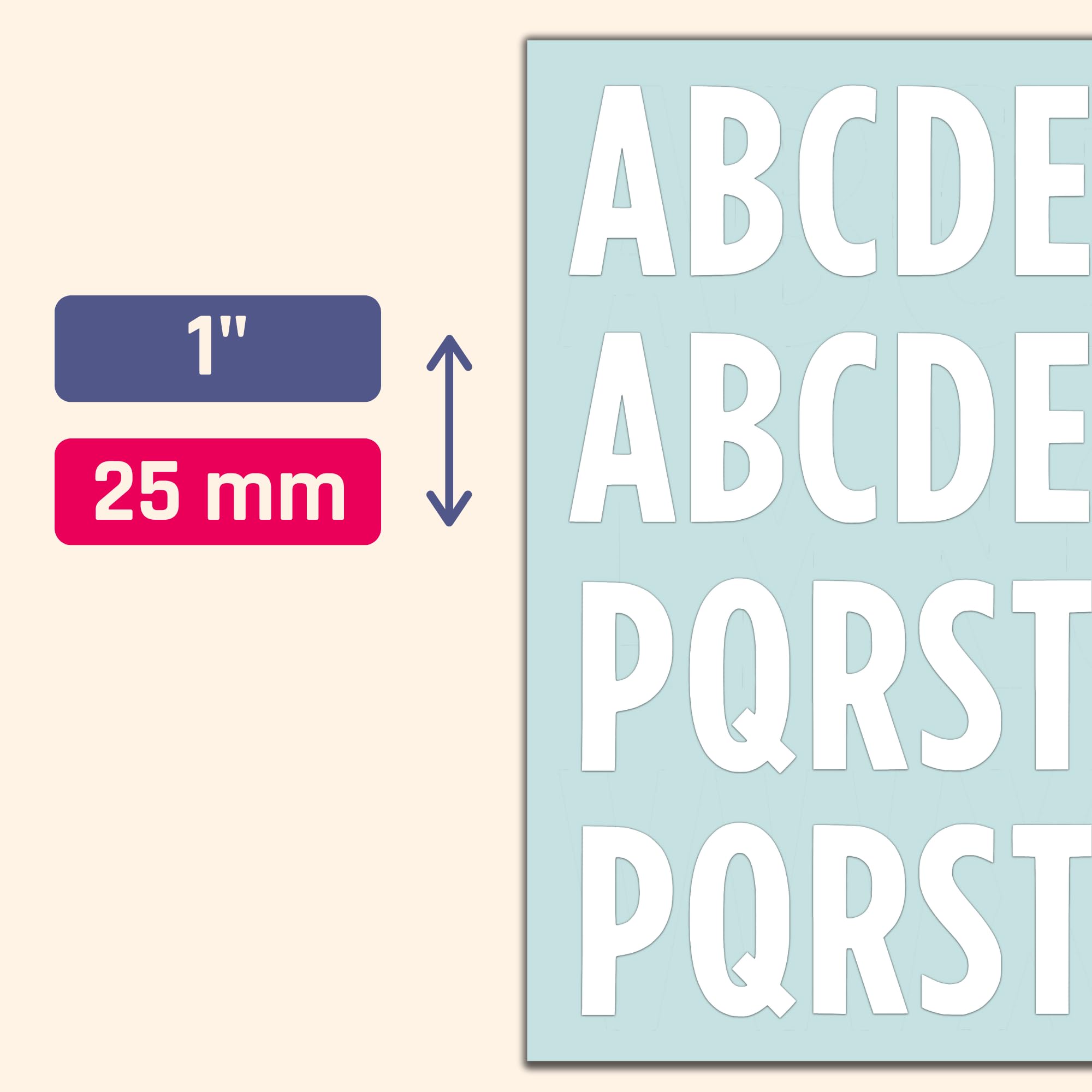 30 Sets - 25mm Letter Alphabet Stickers, Waterproof Vinyl Stick on Sticky Letters Wall Stickers - White - Image 2