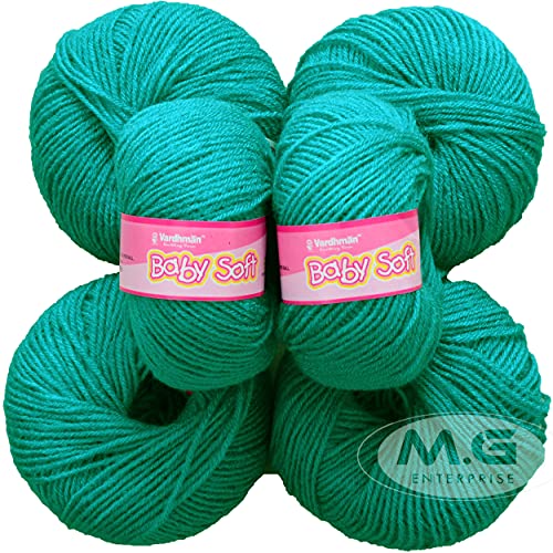 Vardhman 100% Acrylic Wool Teal (6 pc) Baby Soft Wool Ball Hand Knitting Wool/Art Craft Soft Fingering Crochet Hook Yarn, Needle Knitting Yarn Thread Dye X PTE