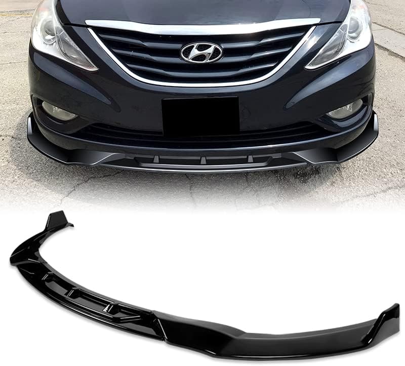 EPARTS 3 Pieces Style Front Bumper Lip Spoiler Splitter Chin Side Body Kit Trim Protection Compatible with 2011-2014 Hyundai Sonata (Painted Black)