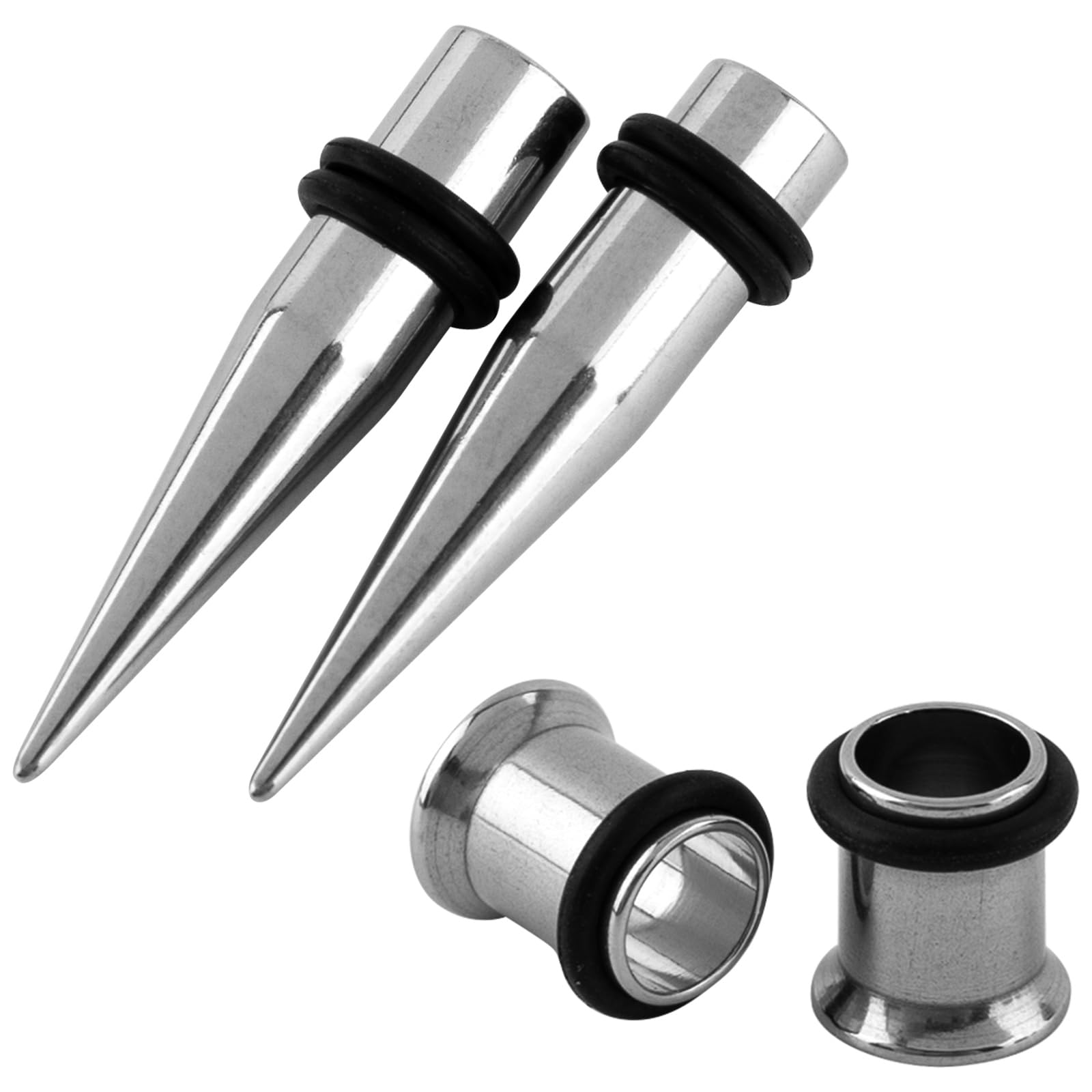AUEAR, 4 Pack 1g Taper and Plugs Stainless Steel Tapers Tunnels Ear Stretching Kit