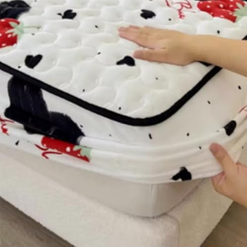 Miniatura 2 de Sábana bajera ajustable tamaño Queen, sábanas de franela gruesa cálida para invierno, con estampado de dibujos animados para niños, protector de