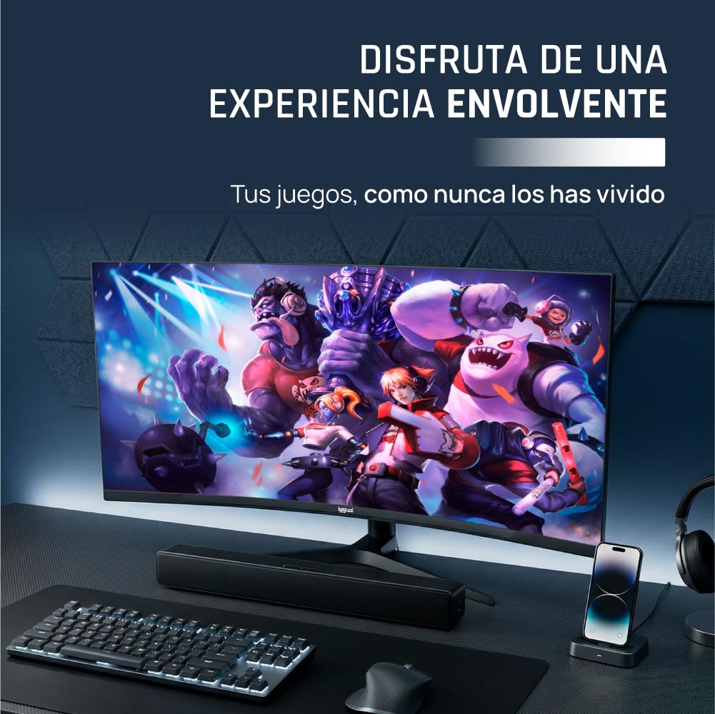 iggual Monitor 4K UltraWide Curvo 34" 21:9 WQHD 3440x1440px, 165 Hz, FreeSync, HDR, R1500, VA, 2xHDMI 2xDP, VESA 75x75,-Regulable Inclinación y Rotación. - Diseño Frameless