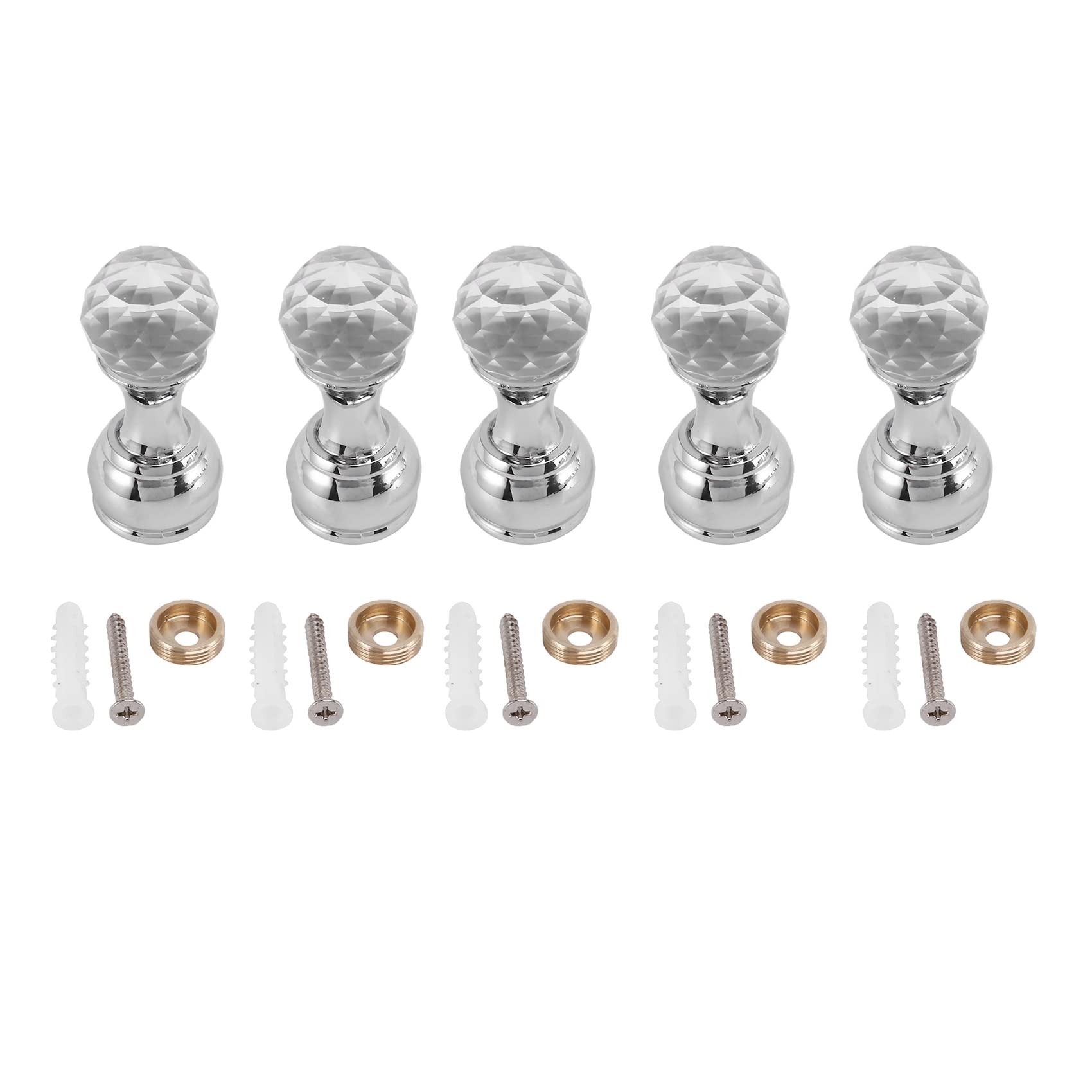 CTRLZS 5Pc Crystal Decorative Wall Hooks Towel Hook Brass Coat Hook Hangers Wall Mounted Robe Hook Bathroom Accessories