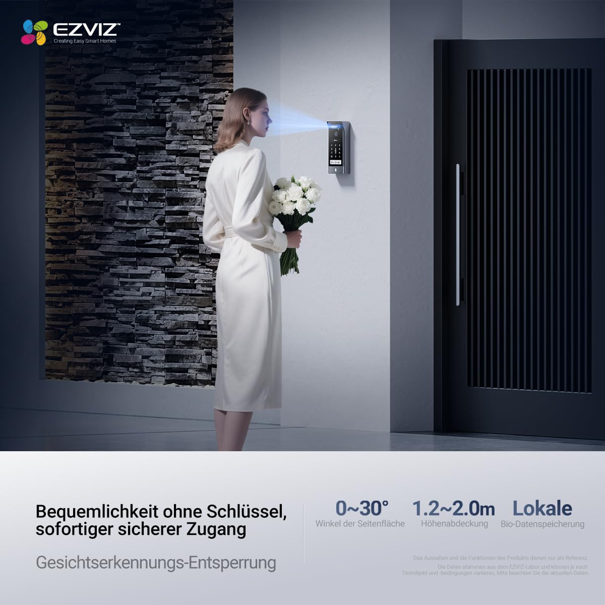 EZVIZ 4K Video-Türsprechanlage, 8 Zoll (20,3 cm) Touchscreen, Handflächen-/Gesichtserkennung, Unlock aus der Ferne, 2 Kabel, menschliche Erkennung, RFID-Option, wasserdicht, Dual-Band-WLAN, HP7 Pro | 7-in-1 Zutrittskontrolle mit Gesichts- & Handflächenerk