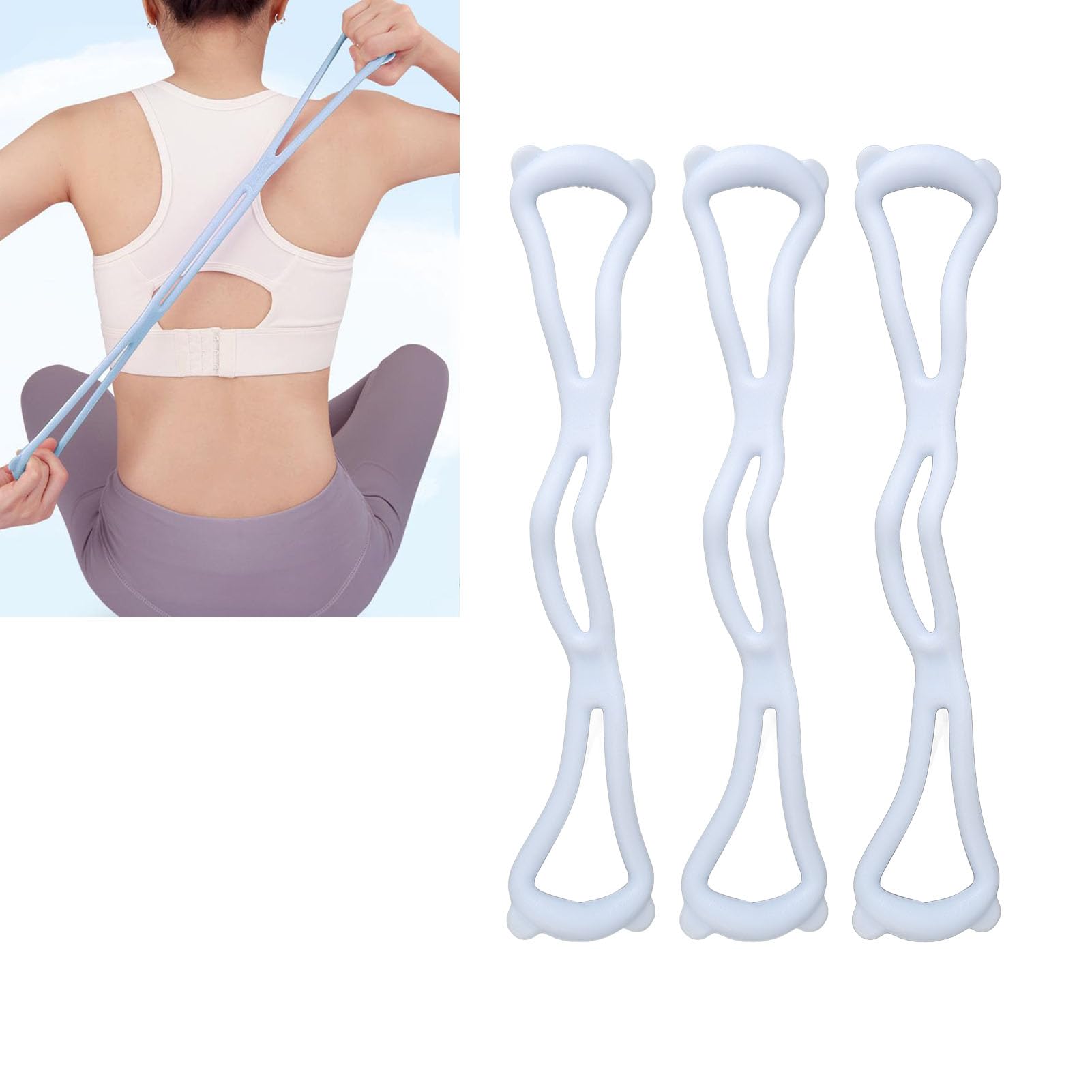 Set di 3 fasce elastiche per esercizi per le spalle blu, comode, portatili, antiscivolo, robuste, a 8 forme, per modellare il corpo a casa, in ufficio, in palestra, materiale TPR