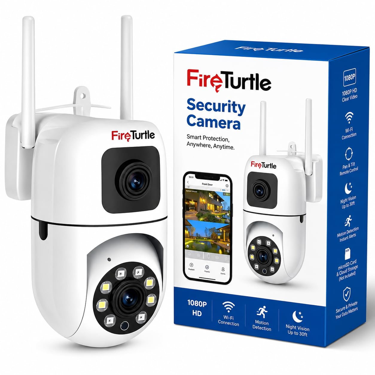 Fire turtle Smart Security Shape 360° Camera 1080p Wireless PTZ CCTV - Easy Install Indoor Night Light Vision,Motion Sensor Lights, 24x7 Recording,Two Way Talk, Mic (Bulb Camera)-image-5