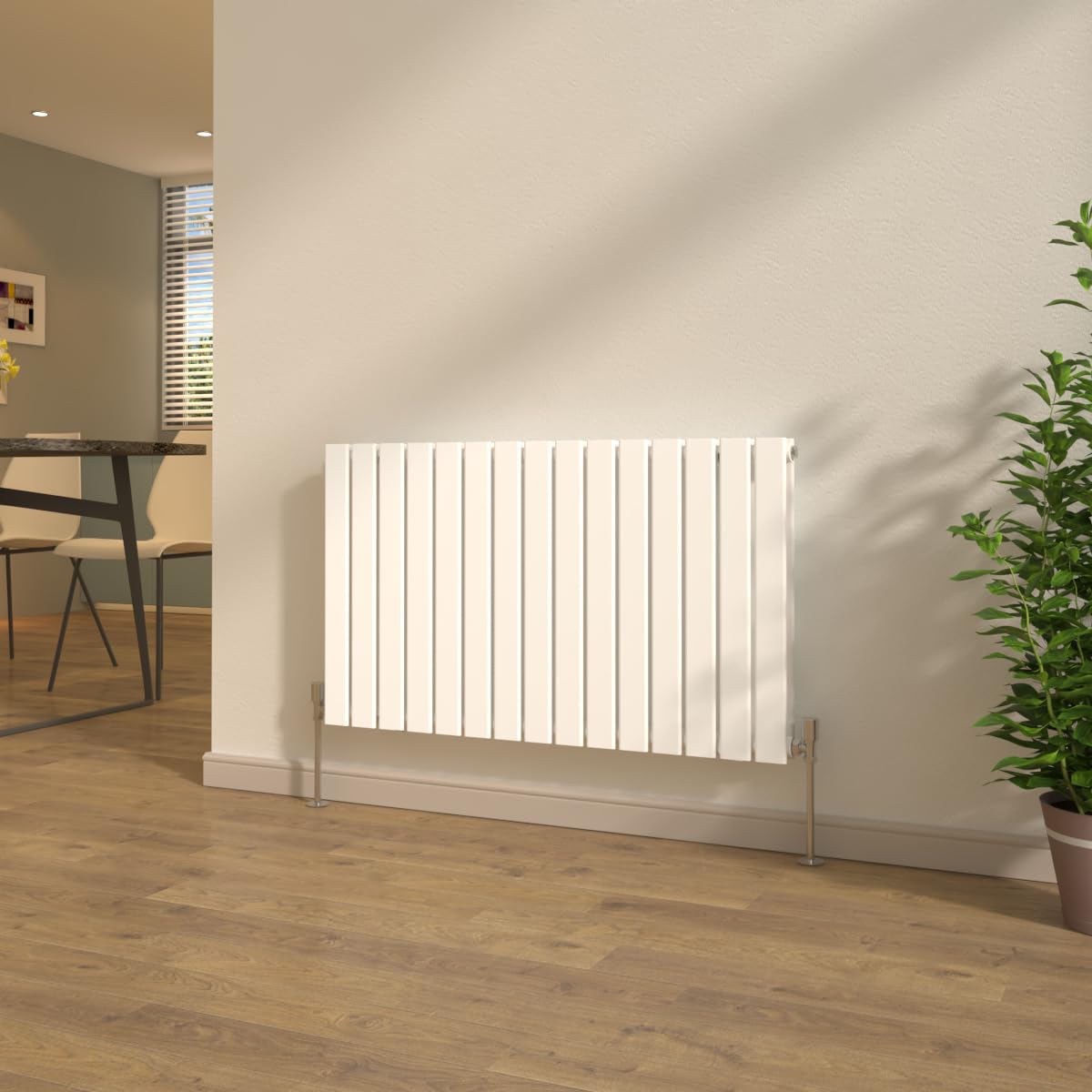 NRG 600x1020mm Double Column Designer Radiator White with Valves