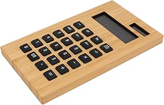 MAGICLULU 1Pc Calculadora Solar Calculadoras De Escritório Calculadora Solar Desktop Calculadora Painel Solar Calculadora De Bambu Calculadora Eletrônica Portátil Preta Calculadora Durável