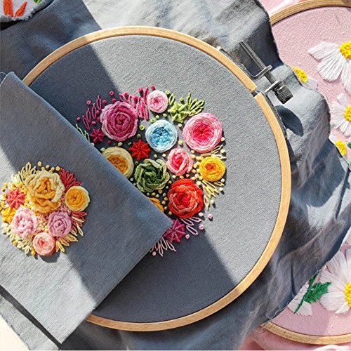 WOWOSS 6 Pieces 10 Inch Embroidery Hoops Wooden Round Adjustable Bamboo Circle Cross Stitch Hoop Ring Bulk for Embroidery and Cross Stitch Art Craft Handy Sewing - Thumbnail 7