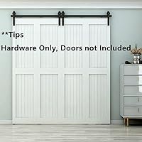 Vista 19 de Kit de herrajes para puerta corrediza de granero de 28 pulgadas, suave y silenciosamente, resistente, simple y fácil de instalar para 4 puertas