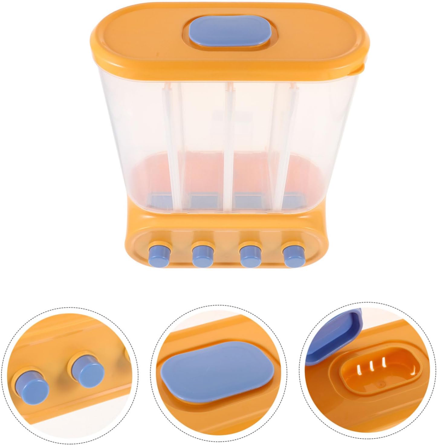 4sets Wall-mounted Reusable Grain Storage Container Cereal Dispenser Dividers Easy Installation Space-saving Sealed Design for Freshness Food-grade Material for Safe Use