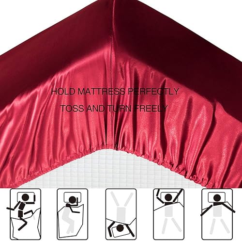 Miniatura 21 de Sábanas de satén tamaño King, sábanas de seda gris, juego de ropa de cama suave de 4 piezas con 1 sábana bajera de bolsillo profundo, 1 sábana Gris