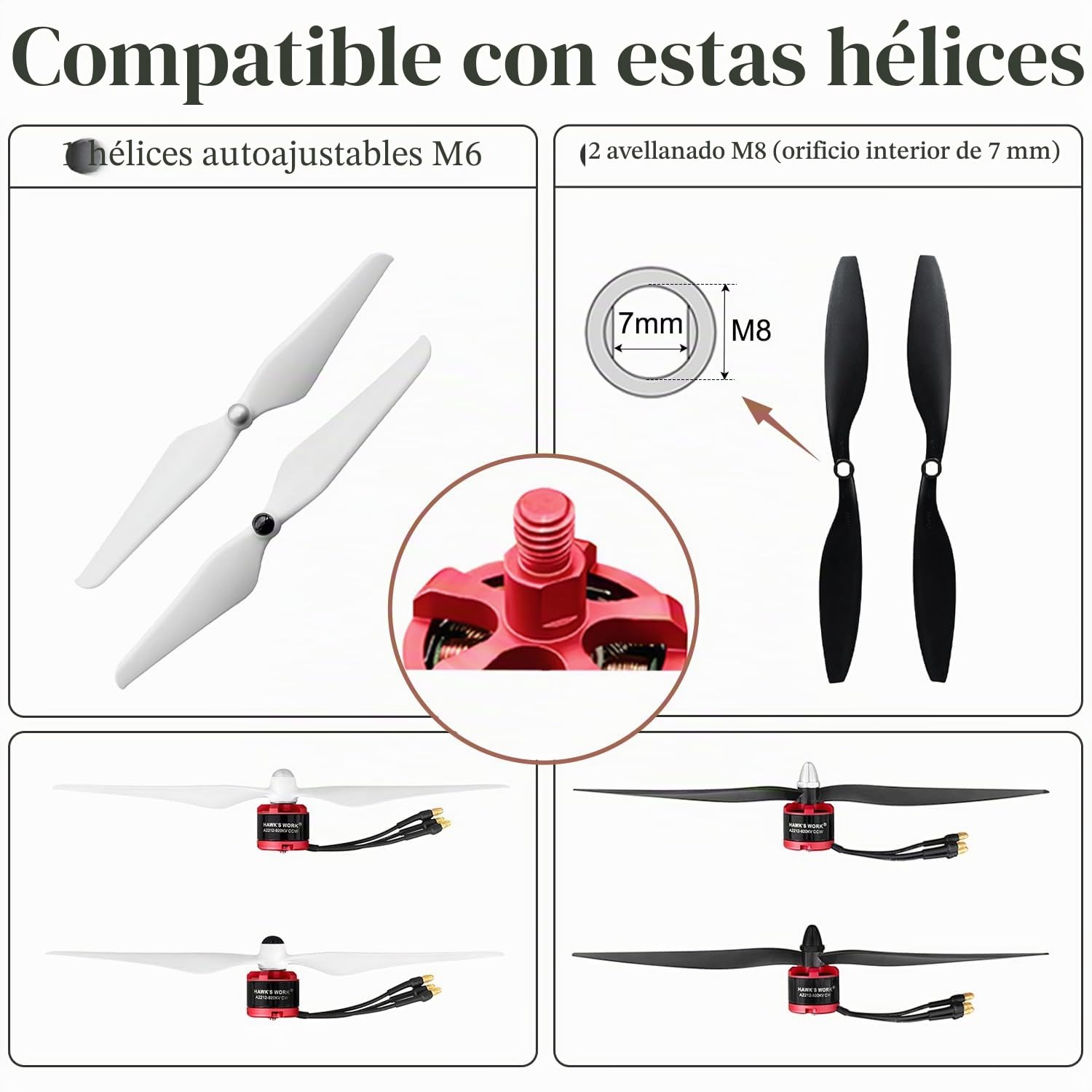 Motor 2212 920KV sin Escobillas 2-4S Dron/Avión (CW&CCW x 2)