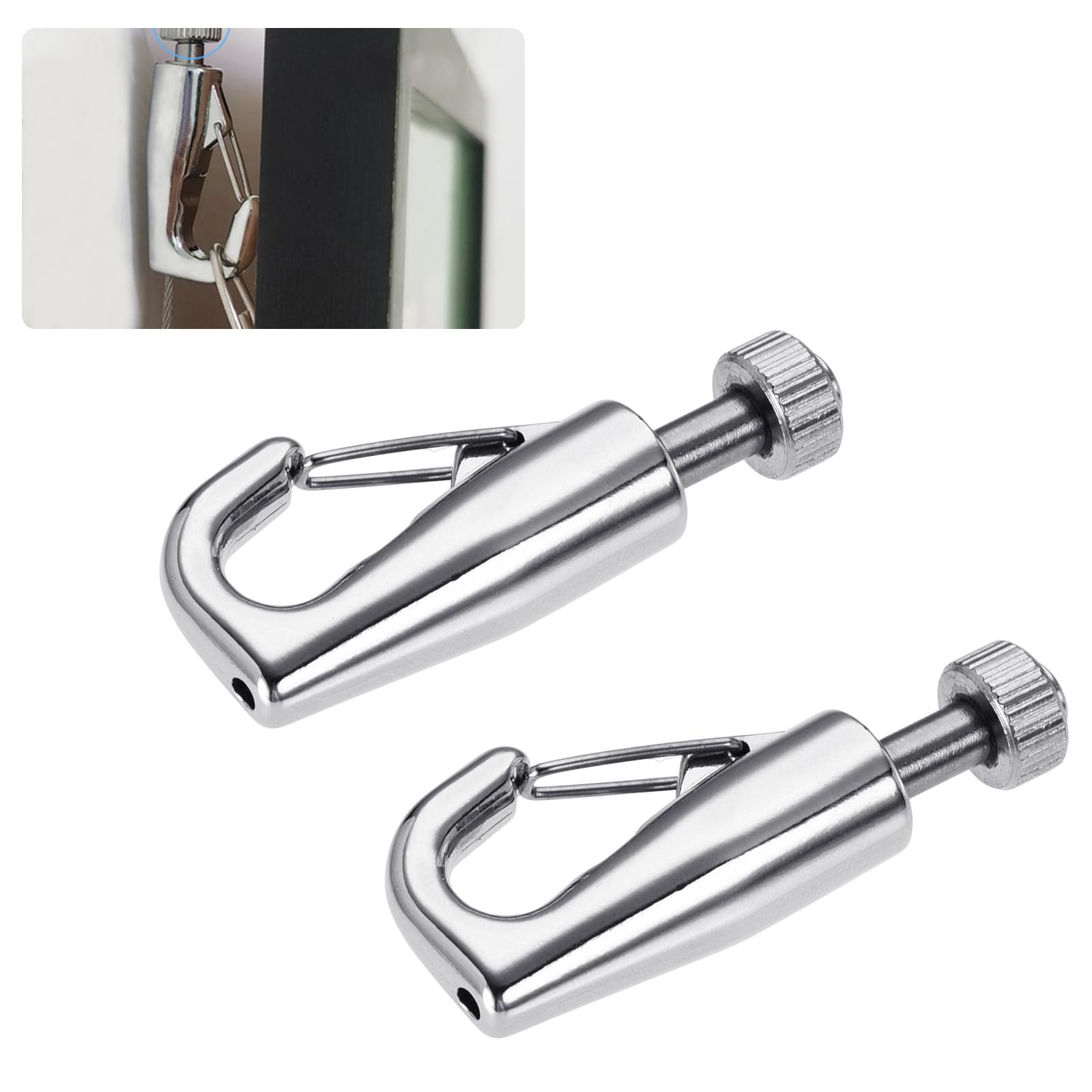 2PCS Adjustable Hooks,Sunxer Tool Gallery Picture Hanging System Fits 1mm-1.5 mm Wire Rope for Hanging Picture Photograph Mirror Artwork