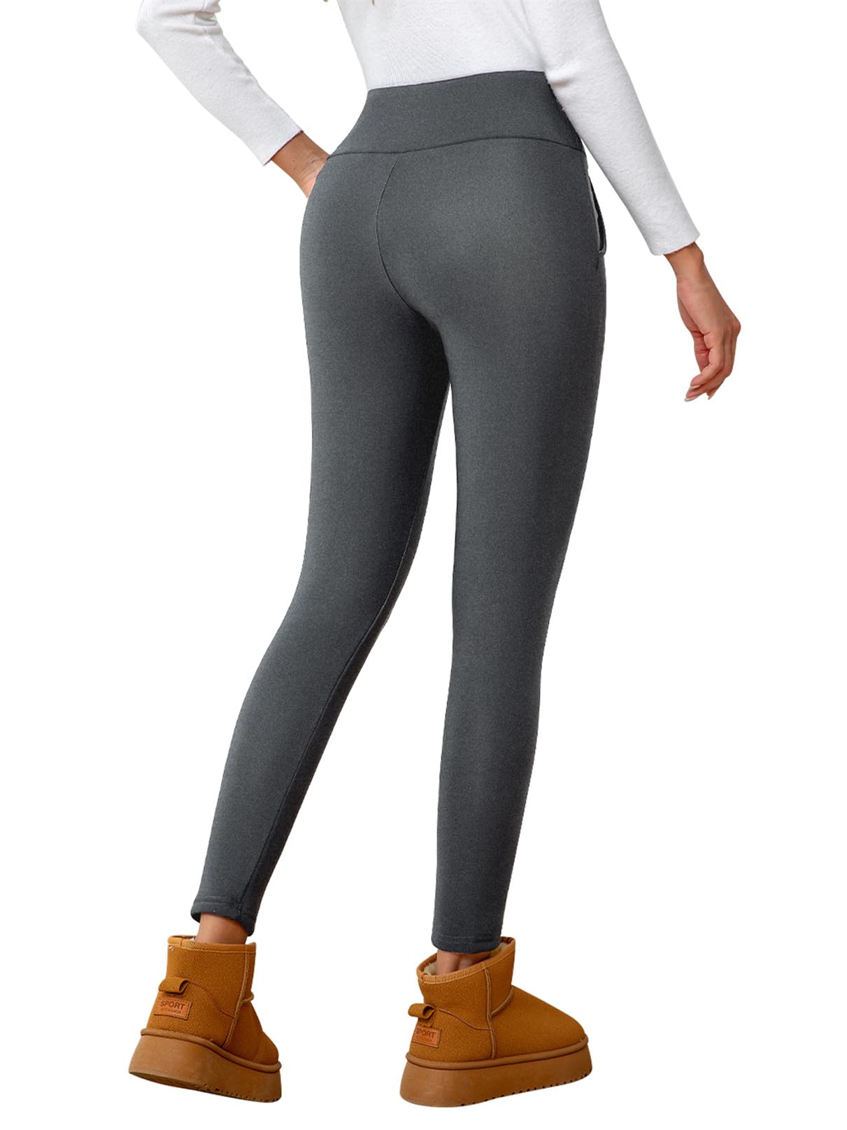 EDOTON Leggings da Donna a Vita Alta Caldi Pantaloni Invernali con Tasche Fodera in Pile per Sport e Yoga
