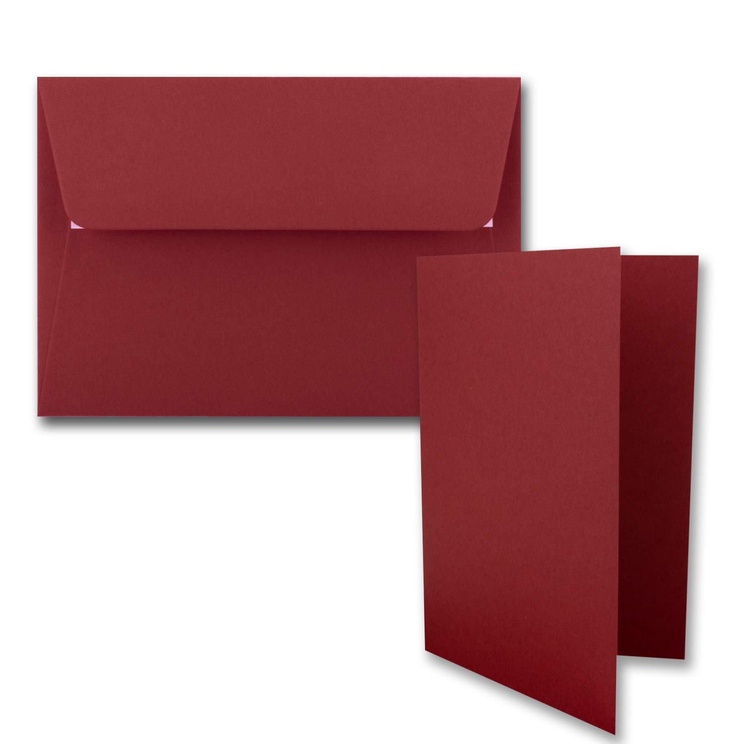 100x Faltkarten-Set DIN B6 12 x 17 cm in Dunkelrot (Rot) mit Briefumschlägen DIN B6 Haftklebung - für Einladungen und Grußkarten zum Geburtstag oder Hochzeit