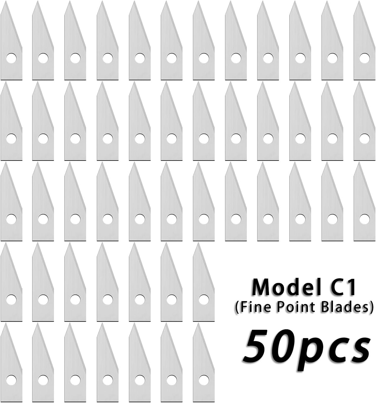 Ultrasonic Cutter Knife Special Blade Spare Parts Multiple Types Fine Point, Chisels, Curved, Sharp Edge, Micro, Narrow DIY 3D Print Processing Blades 50pcs (C1 Fine Point Blade 50pcs)