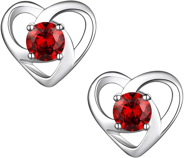 Hypoallergenic 925 Sterling Silver Claddagh Celtic Knot Birthstone Stud Earrings, Dainty Small Heart Shaped Hoop Earrings Irish Jewelry for Women Girls