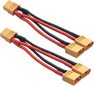 ShareGoo 2PCS 14AWG XT60 Parallel Battery Connector 2-Male to 1-Female XT-60 Cable Dual Extension Y Splitter Harness Adapter for RC Multicopter Quadcopter Aircraft,3.93
