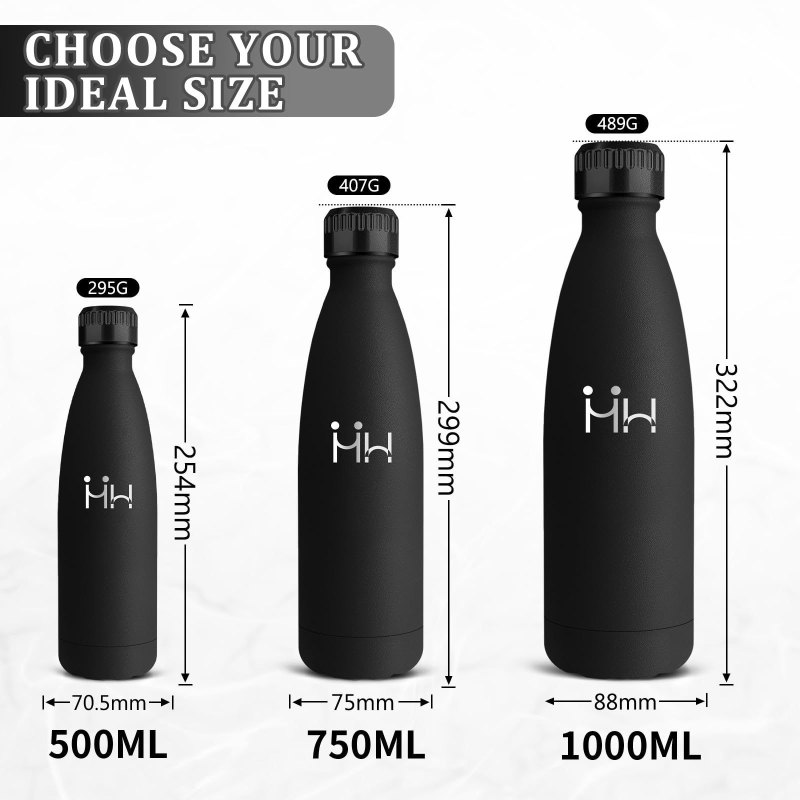 Borraccia Termica, Borraccia 500 ml, Borracce Acciaio Inox, Bottiglia Termica Senza Perdite, Mantiene Caldo per 12 Ore/Freddo 24 Ore, Borracce Termiche per Scuole, Viaggio, Palestra, Sportio