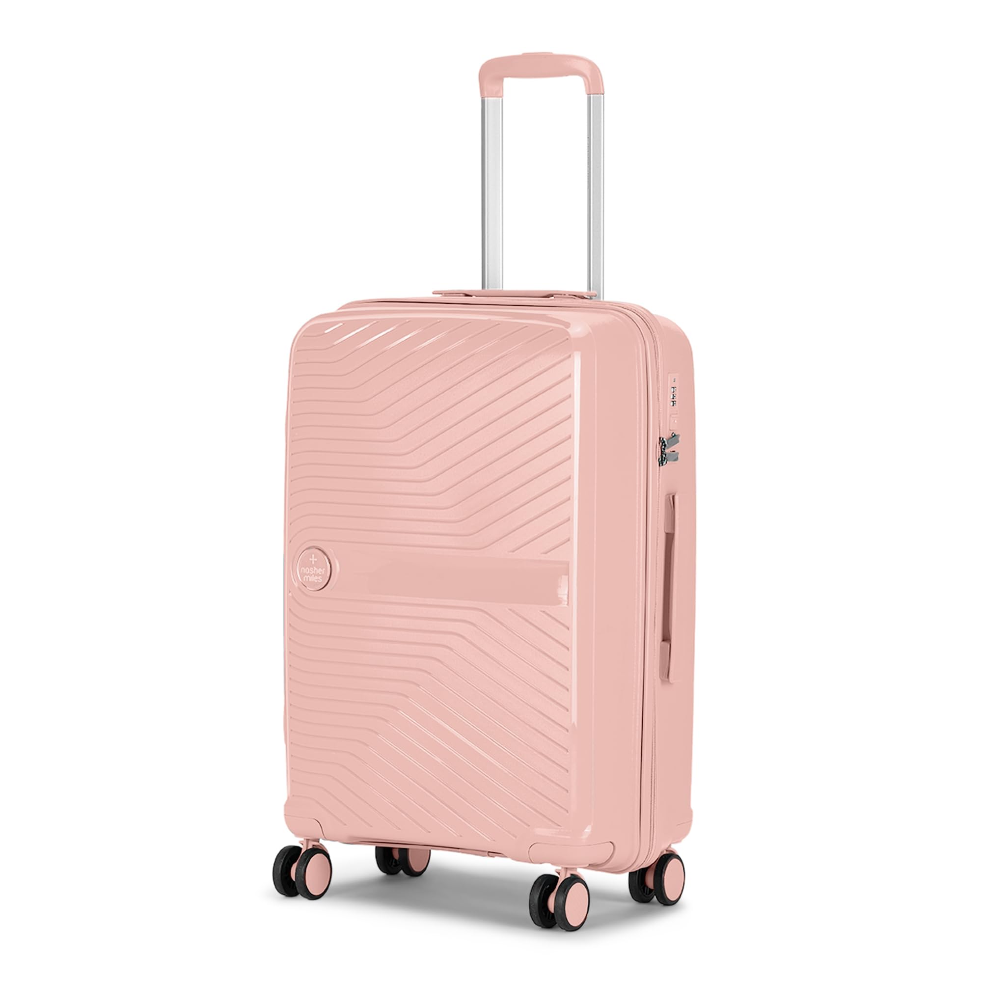 Bruges Hard-Sided Polypropylene Check-in Luggage 24 inch | 65cm | 8 Wheels Medium Trolley Bag for Travel | Suitcase (Peach)