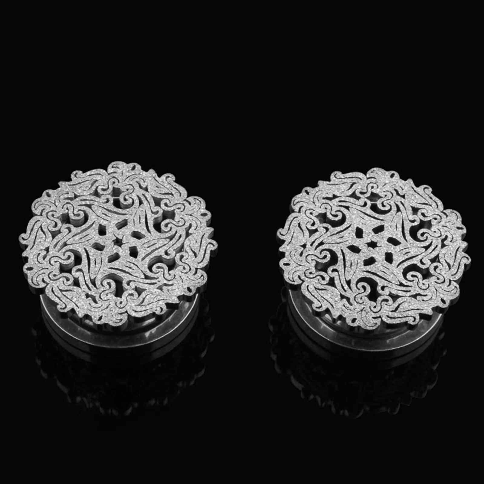 Daesar Ohr Tunnel Set, Plugs 6-16MM Edelstahl Schneeflocke mit Schraubverschluss Ohrringe Piercing Tunnel Plug