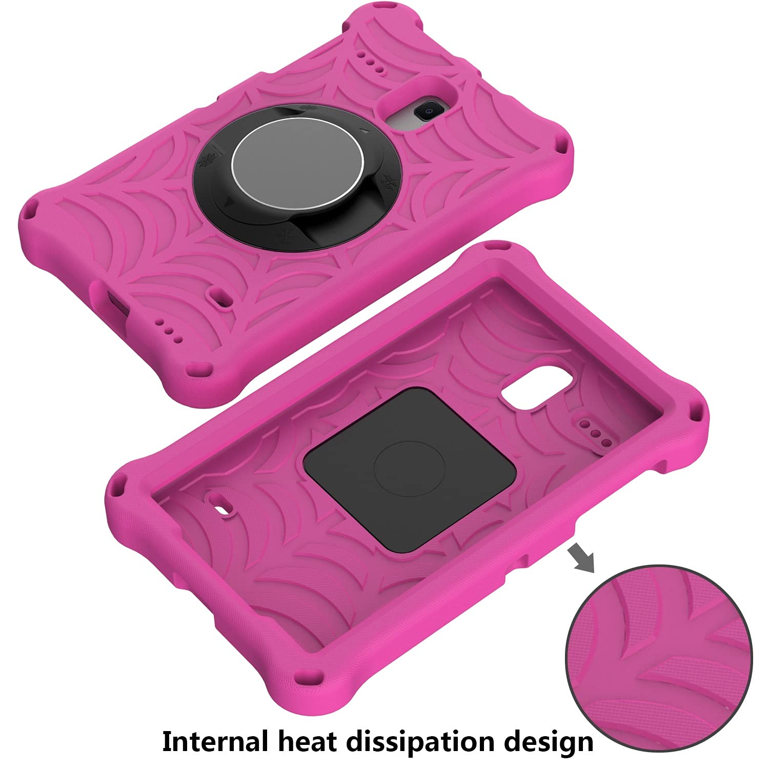 Housse de protection pour tablette Étui Compatible with tablette Samsung Galaxy Tab A T385/T380 (2017), coque de protection antichoc Compatible with enfants, béquille, bandoulière, antidérapante(Rose